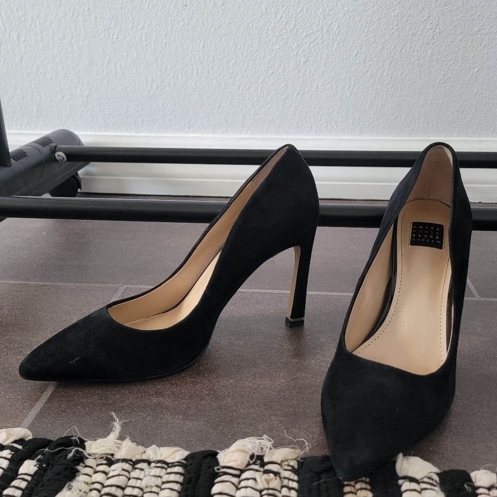 Black genuine suede heels from White House Black Market